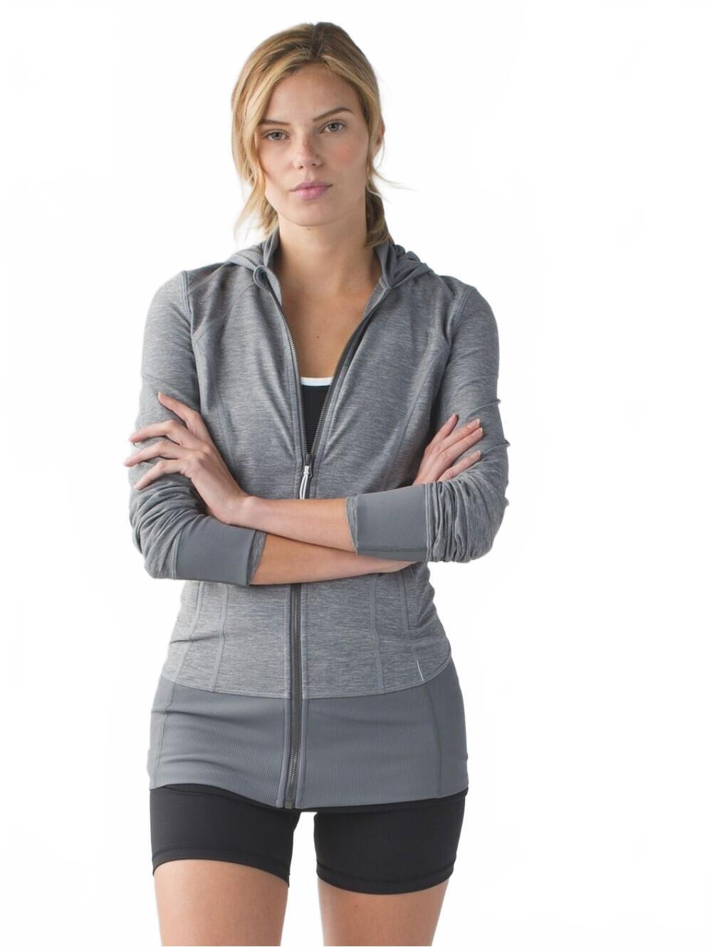 Lululemon Daily Practice Jacket Hoodie Luon Heathered Slate Gray Women's Size 4
